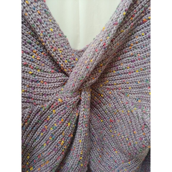 Main Strip Womens Sweater Large Lavendar Purple Knotted Front Mini Pom Pom - Picture 2 of 6